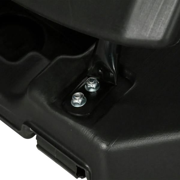 Black padded base corner with two silver bolts and mounting hardware