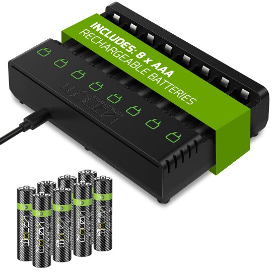 Venom Rechargeable Battery Charging Dock plus 8 x AA 2100mAh Batteries