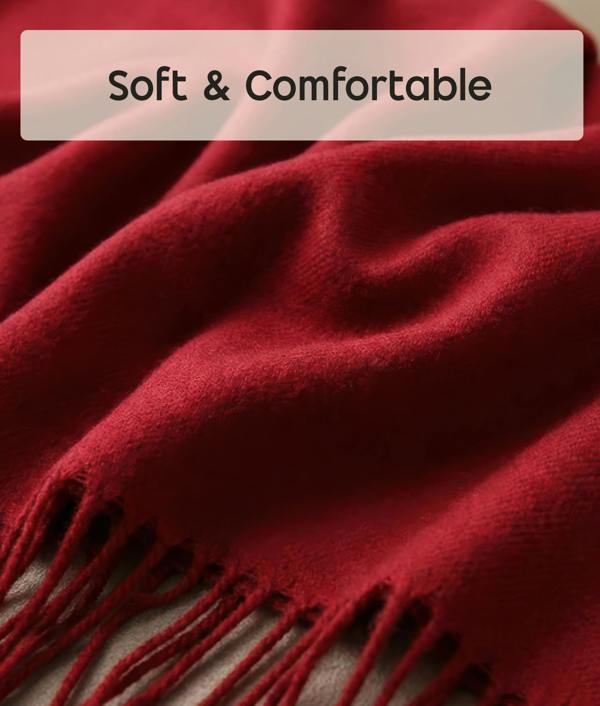 VIA MONTEN Women’s Oversized Winter Scarf Wrap with Fringe, Soft Long Shawl for Cold Weather Styling