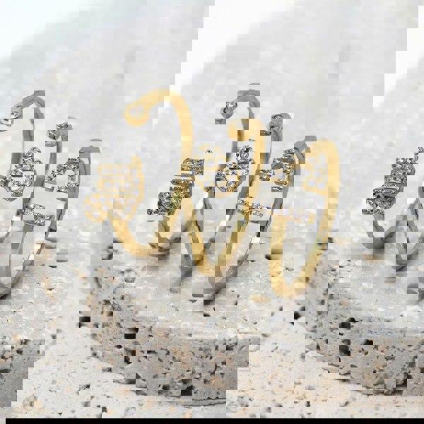 Say It With Libra Ring with CZ Stones - Yellow Gold Plated