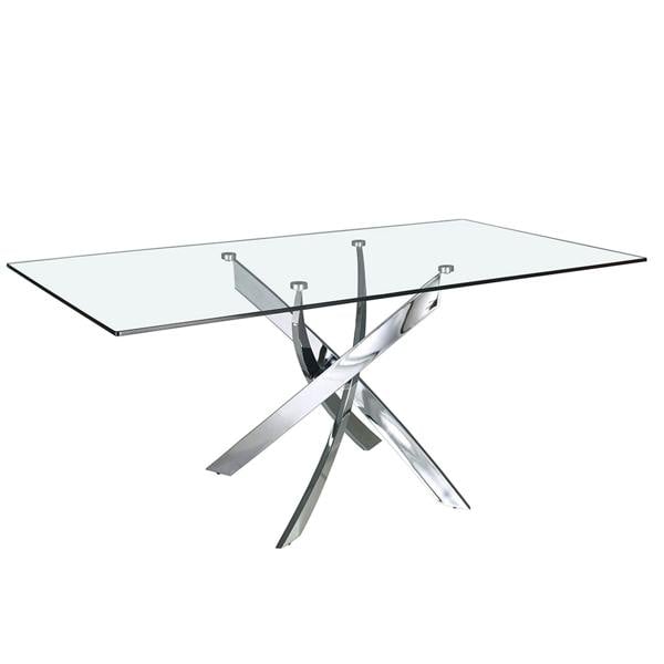 Angel Cerdá Rectangular tempered glass and chrome-plated steel dining table 1061