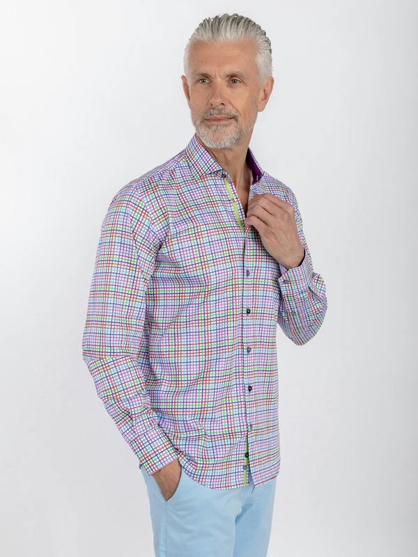 CHECK GINGHAM PURPLE INSERT - Claudio Lugli Shirts