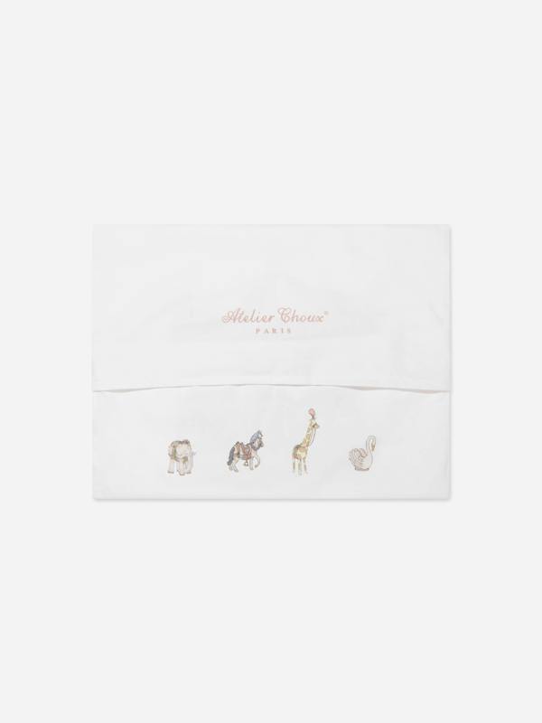 Atelier Choux Boys Carousel Satin Cushion in Blue (40 cm x 30 cm)