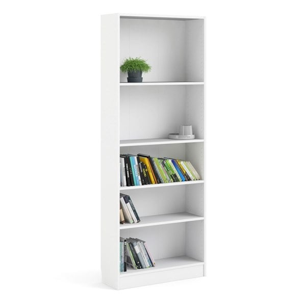 Furniture To Go Basic Tall Wide Bookcase (4 Shelves) in White