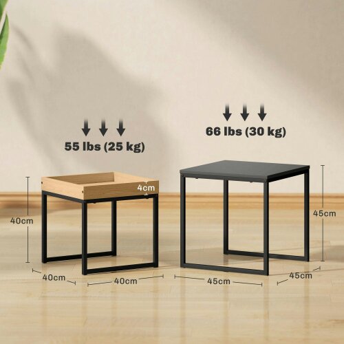 Wyld Haus Lavi Set Of 2 Boxy Nesting Tables Wooden Black And Wood Effect