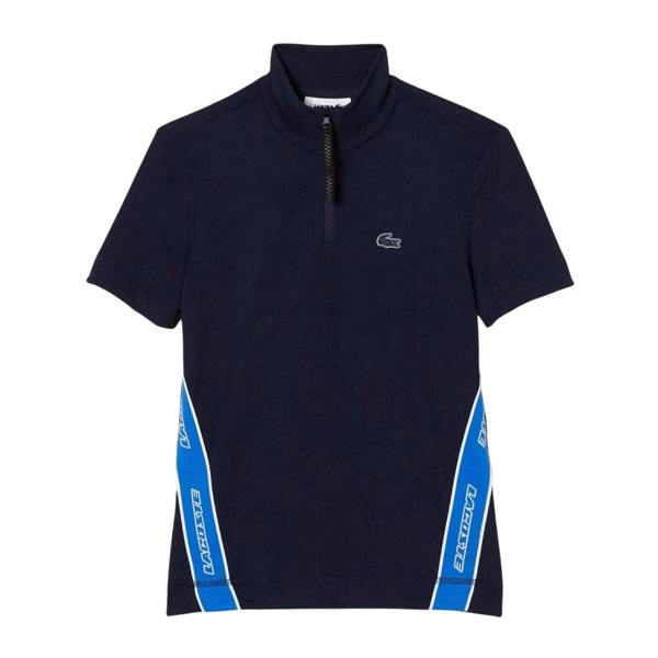 Lacoste Mens Zip Neck Polo Shirt - Navy Blue - 