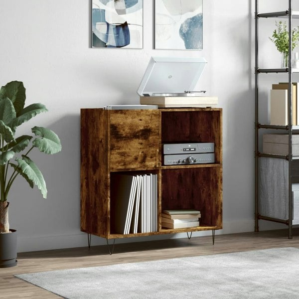 Berkfield Record Cabinet Smoked Oak 84.5x38x89 cm Engineered Wood