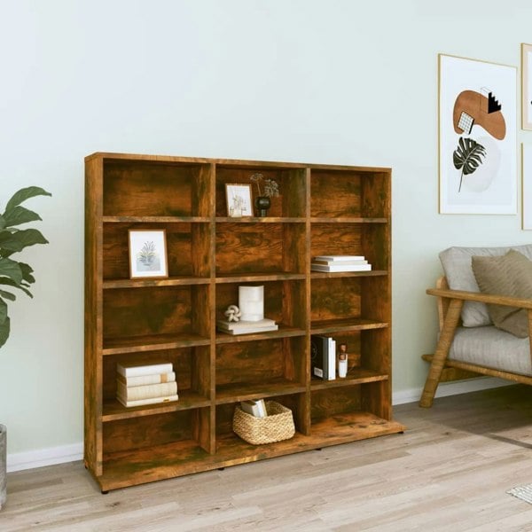 Berkfield CD Cabinet Smoked Oak 102x23x89.5 cm Engineered Wood