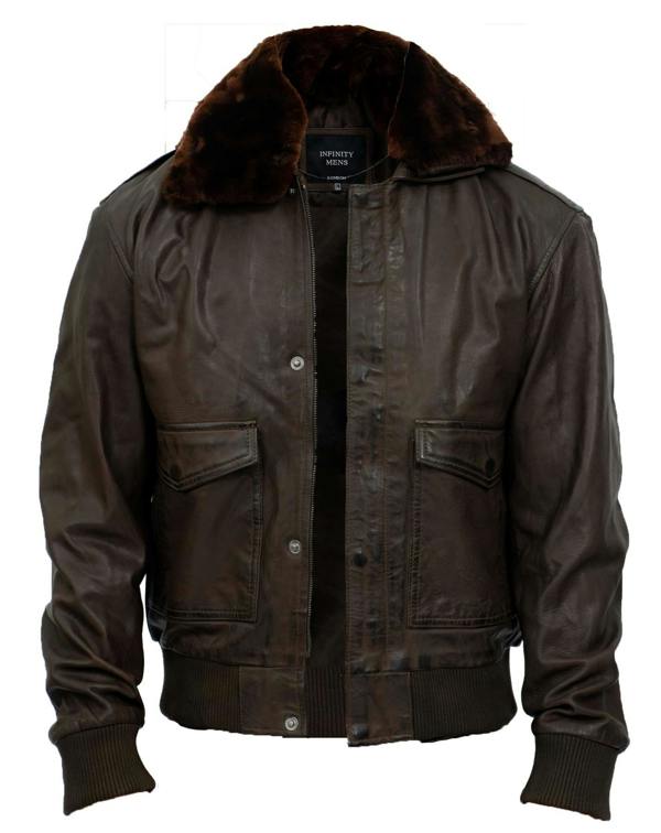 Infinity Leather Men's Air Force A2 Brown Aviator Leather Bomber Jacket-Sao Paulo