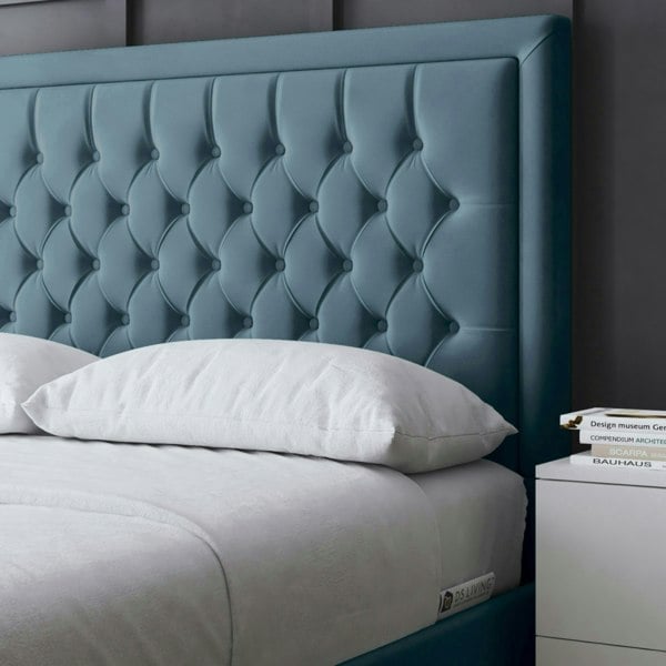 DS Living Allegra Divan Bed with Upholstered Headboard - Blue - Single / 3ft