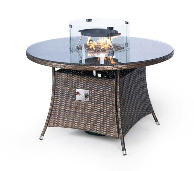 Giardino Fire Pit 4 Seater Round Rattan Dining Table
