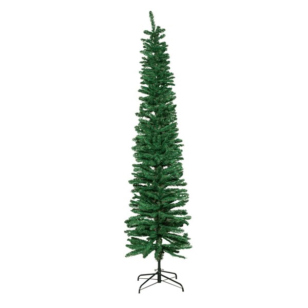 Samuel Alexander 8ft (2.4m) Green Artificial Pencil Christmas Tree With Green Metal Stand and 460 Tips