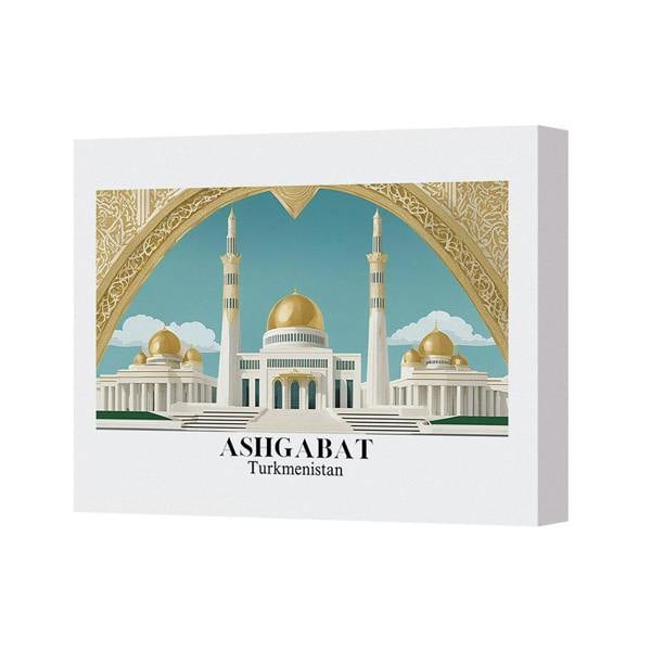 Benjamin Tate Design Ashgabat Turkmenistan Canvas Wall Art Golden Domes Minarets