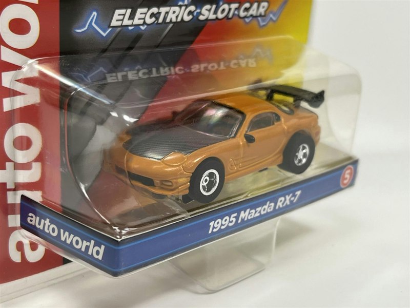 Auto World Slot Cars 1995 Mazda RX-7 Orange HO Scale Slot Car X Traction Auto World SC368-5