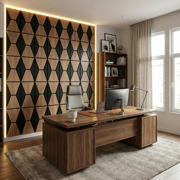 Britwall Acoustic Wall Panel PET + MDF Pack of 4 – Geometric Harmony