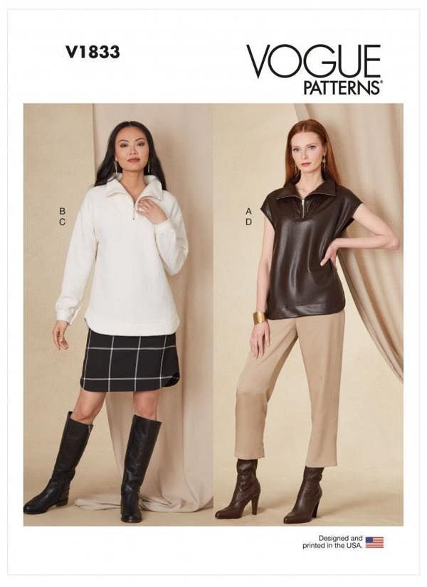 Vogue Sewing Pattern 1833, Tops, Skirts, Trousers for Women, A (XS-S-M-L-XL-XXL) - Easy
