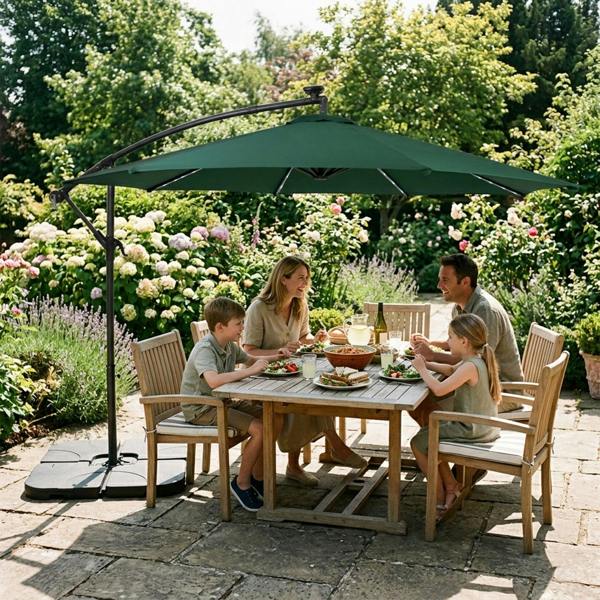 Jardi LED Cantilever Parasol 3m With Square Base – Green