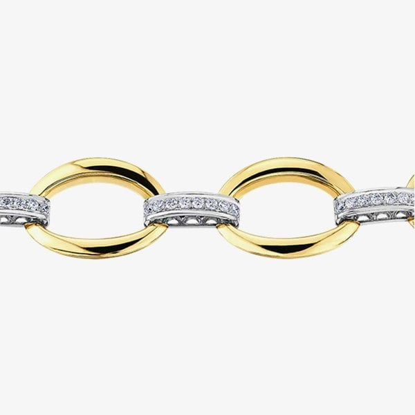 T. H. Baker 18ct Two Tone Gold 1.50ct Diamond Oval Link Bracelet BR845YW/150