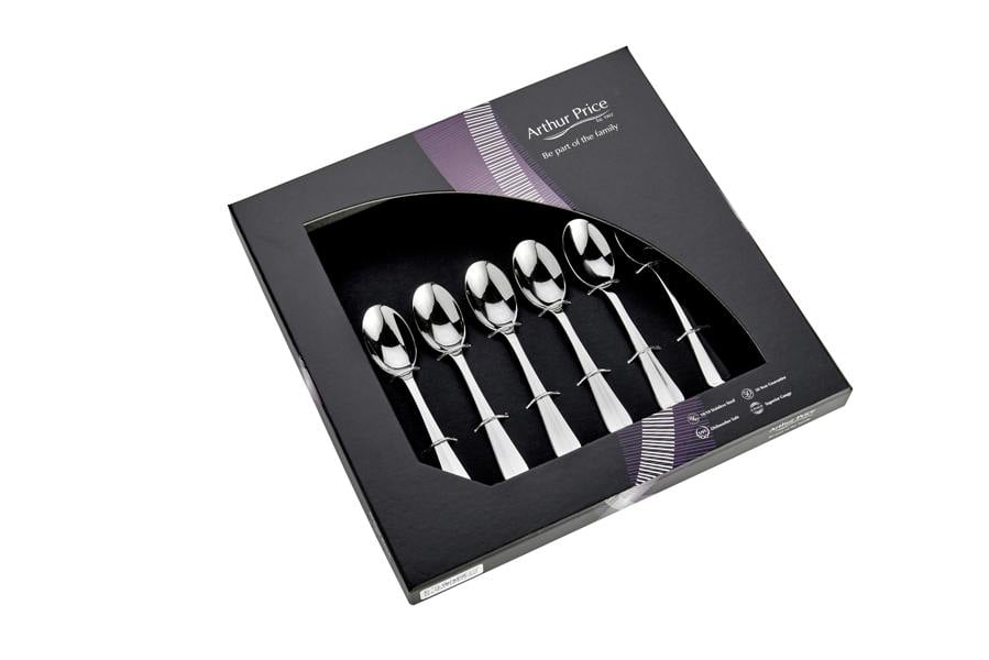 Arthur Price 'Rattail' Stainless Steel Gift Boxed Set of 6 Teaspoons
