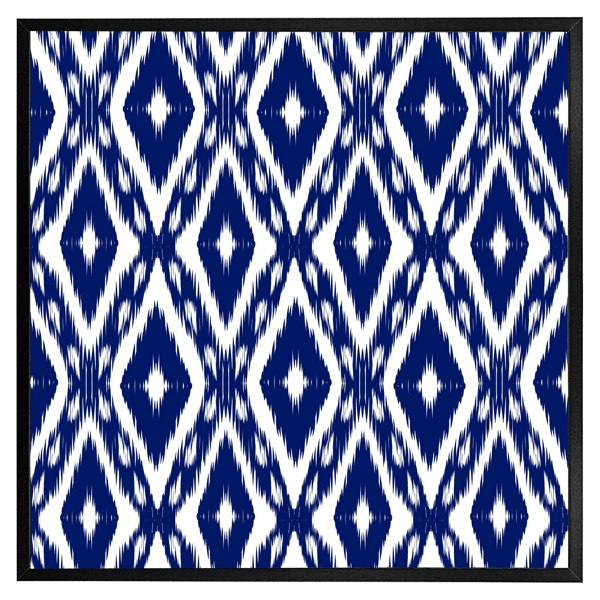 Benjamin Tate Design Tribal art ikat ogee in traditional classic blue (Picutre Frame)