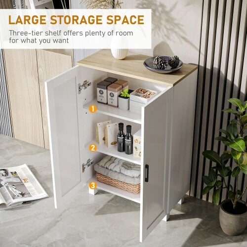 HOMCOM Sideboard Storage Cabinet with Adjustable Shelf 90cm, White