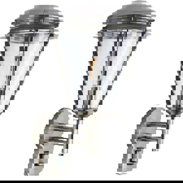 IP44 Outdoor Wall Lamp Brushed Steel Modern PIR Lantern Porch Curved Move Light Loops