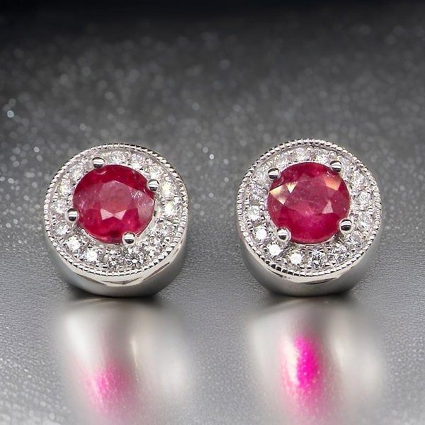 Vintage Tom A pair of white gold Ruby and Diamond Earrings