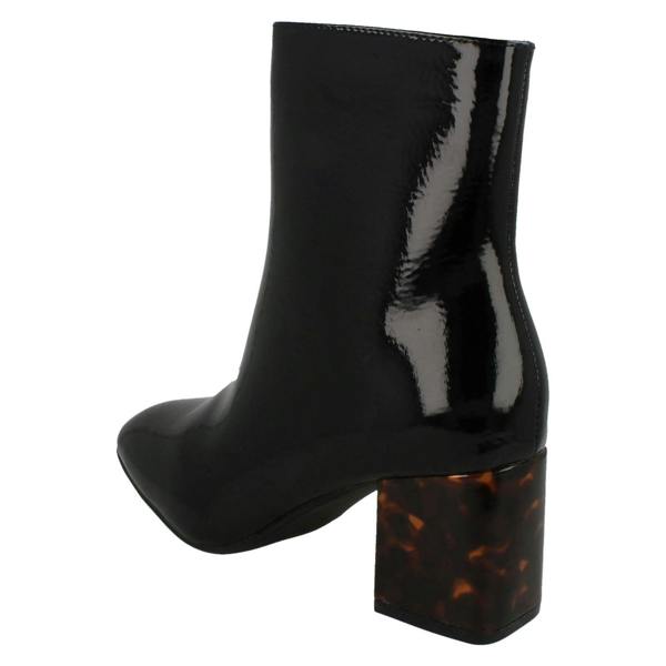 Spot On Ladies Spot On Block Mottled Heel Ankle Boots