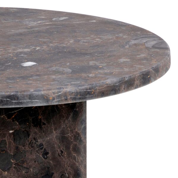 Wyld Haus Bremen Dark Brown Marble Round Side Table Hexagon Base
