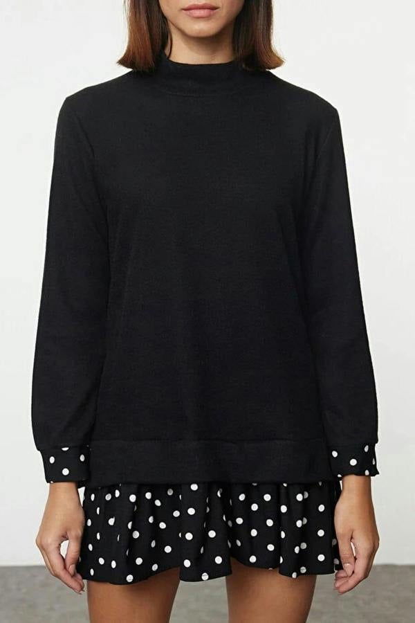 WOVCOR Mini Selanik Stand Collar Knit Dress