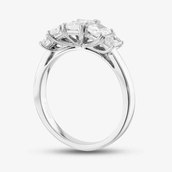 T. H. Baker Platinum Certified 1.49ct Radiant Cut Diamond Five Stone Ring RN10930