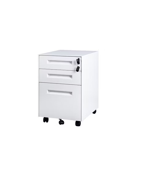 MMT Furniture Designs 2 Drawer Curved Metal Under Desk Mobile Pedestal Unit Filing Cabinet - Fully Assembled