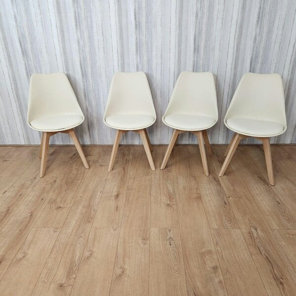 Kosy Koala Dining Chairs Set of 4 Cream Leather Kitchen Chairs