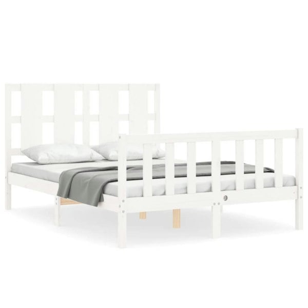 Berkfield Bed Frame with Headboard White 120x200 cm Solid Wood