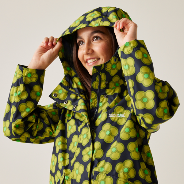 Regatta Kids Orla Kiely Swing Spinning Flower Waterproof Jacket - Navy