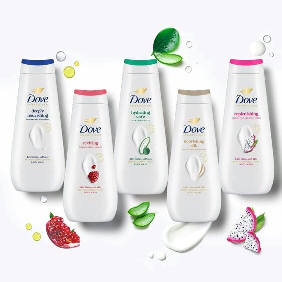 Dove Advanced Care Nourishing Silk Body Wash 24H Renewing Micromoisture, 4x225ml