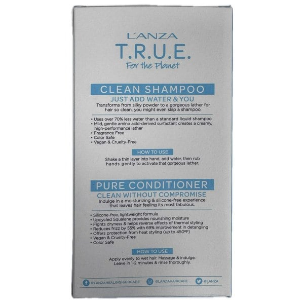 L'Anza T.R.U.E Gift Set - Clean Shampoo 56g Powder + Pure Conditioner 236ml