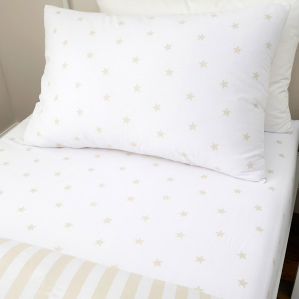 Bianca Mini Star & Stripes Cotton Fitted Sheet Natural