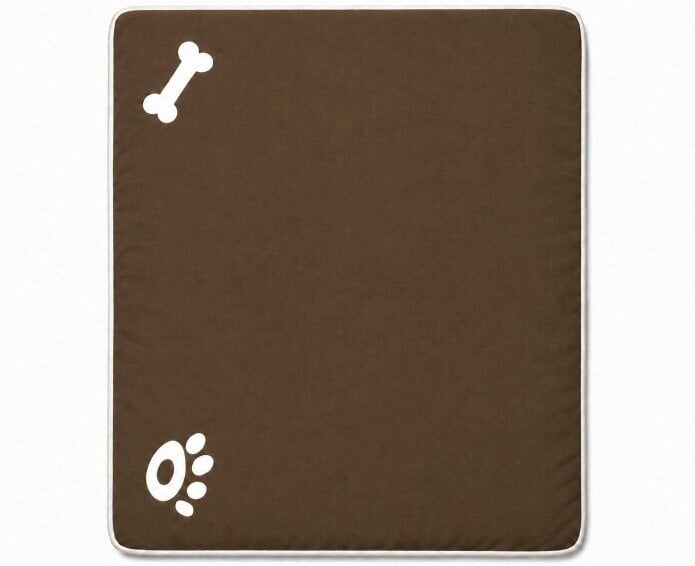 Night Zone Bone & Paw Print Pet Bed – Washable Dog & Cat Cushion with Removable Zip Cover - Brown