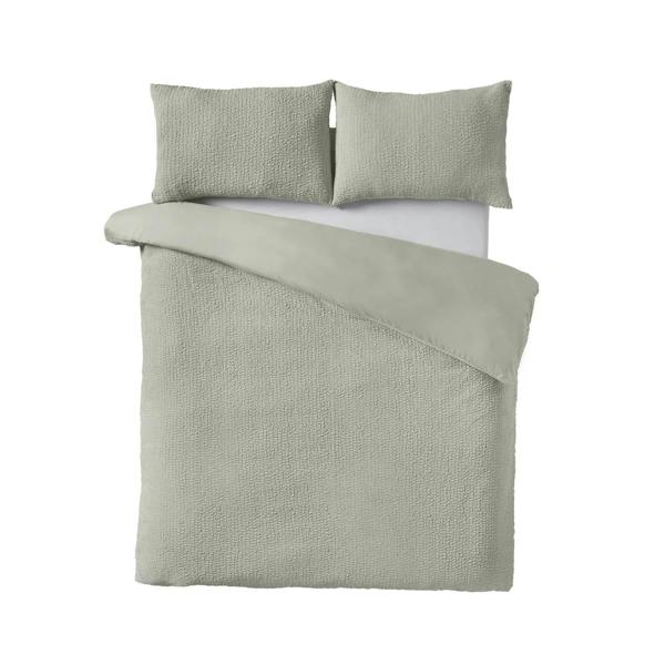 Crinkle Seersucker Green Duvet Cover Set