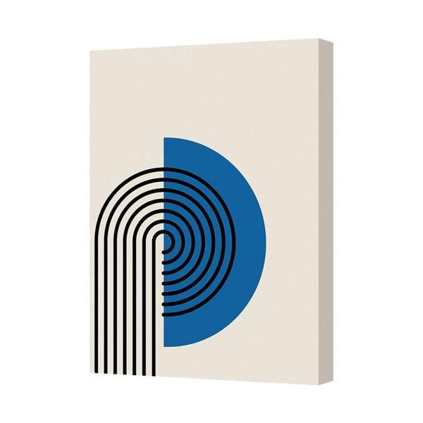 Benjamin Tate Design Abstract Geometric Canvas Print With Blue Circle And Black Spiral