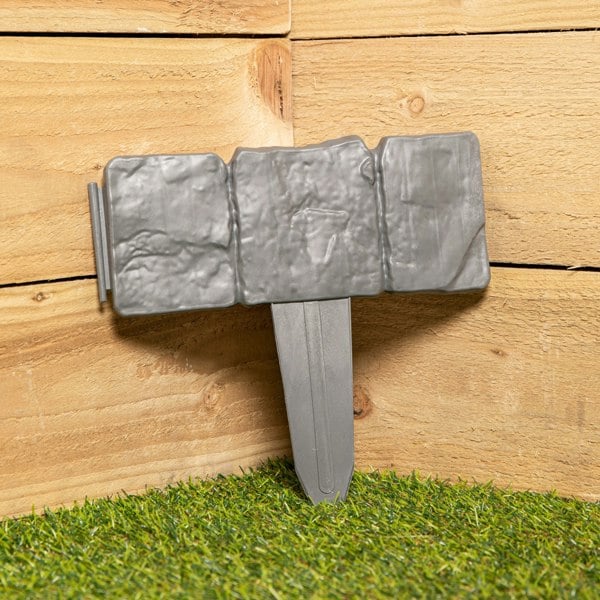 Samuel Alexander 23cm 10 Piece Grey Cobble Stone Effect Garden Edging Boarder