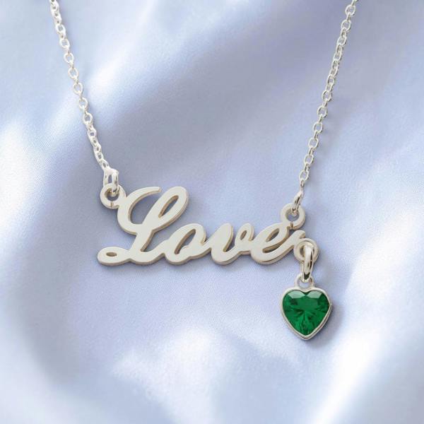 Christopher James of London Personalised Sterling Silver Birthstone Name Necklace