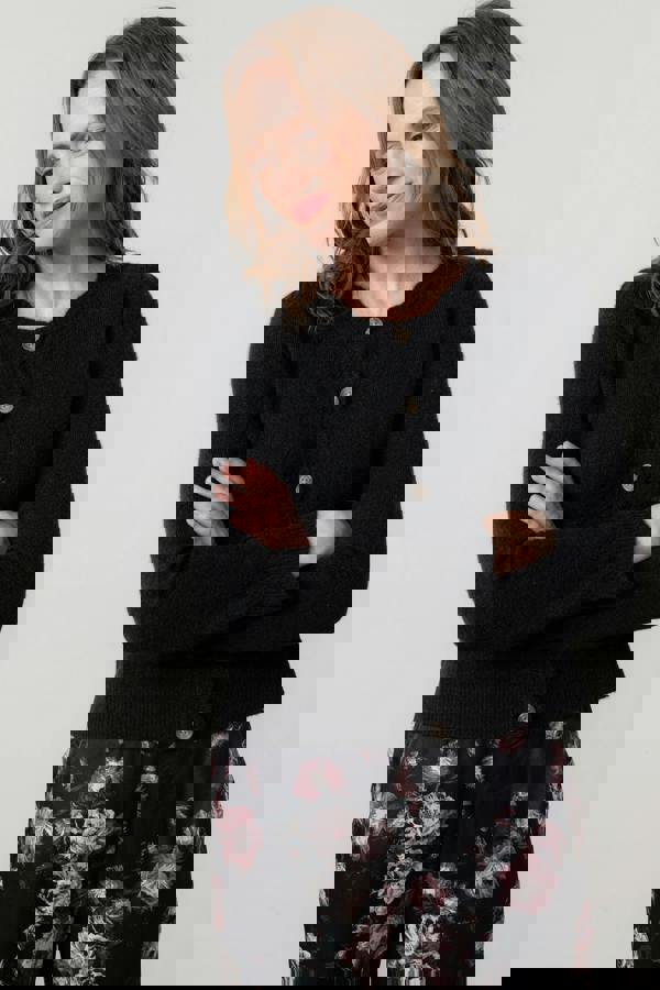 Lily & Me Imogen Pointelle Knit Cardigan Black