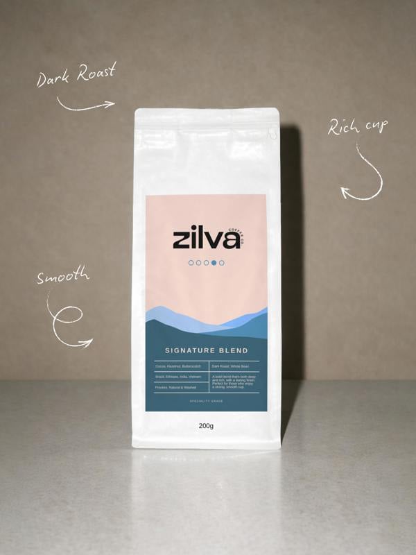Zilva Signature Blend Speciality Coffee Beans - Dark Roast - 200g