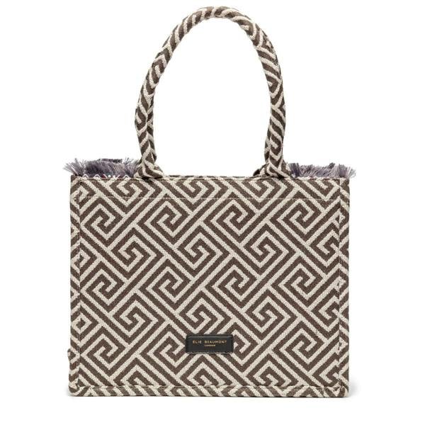 Elie Beaumont Fabric Tote - Grey Ivory Grecian