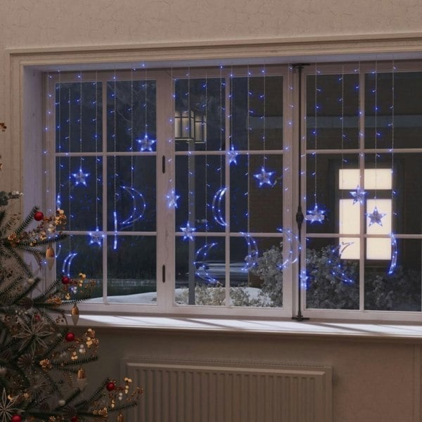 Berkfield Star and Moon Fairy Lights Remote Control 345 LED Blue