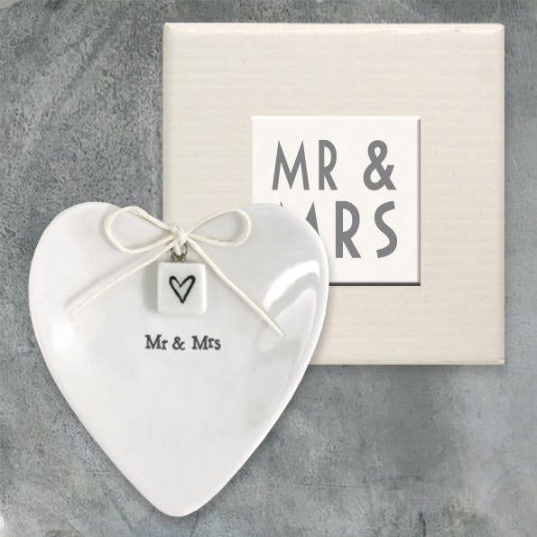 Porcelain Heart Dish – “Mr & Mrs” Wedding or Anniversary Gift