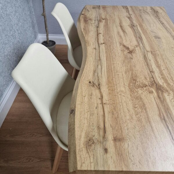Kosy Koala Modern Dining Set with 4 Cream Plastic Chairs with Faux Leather Seats Kitchen Dining Furniture
