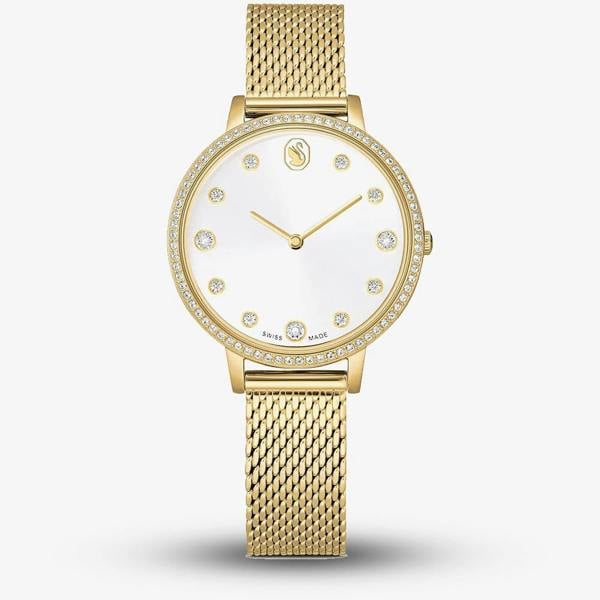 Swarovski Clarica Crystal Dial Gold Tone Bracelet Watch 5740823